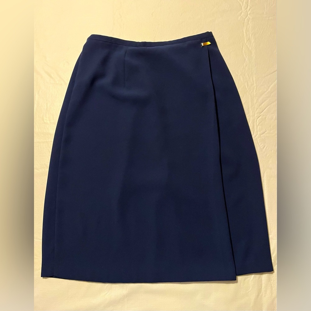 Vintage Blue Pull on Skirt Size Medium. Faux wrap look